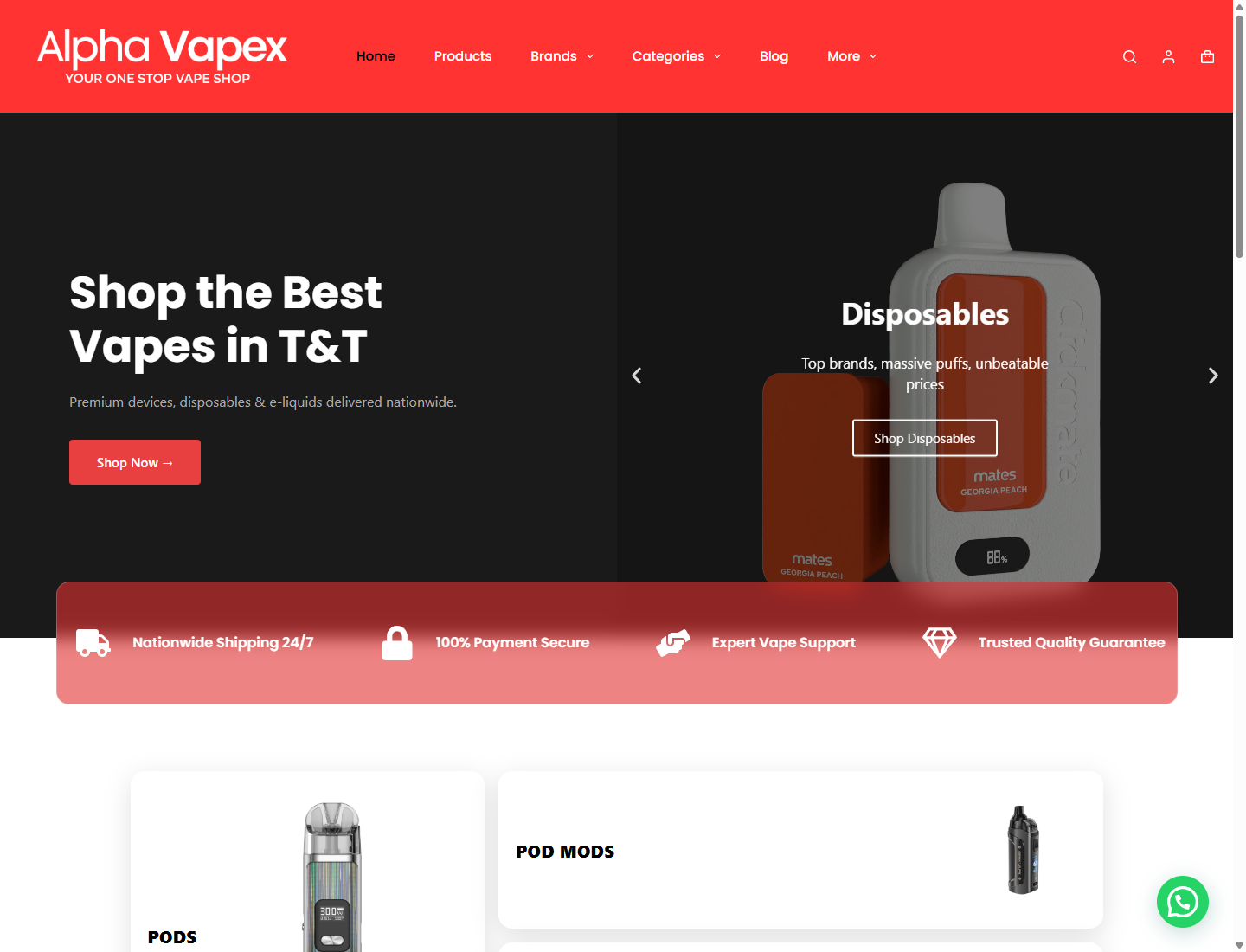 Alpha Vapex Retail Website Support