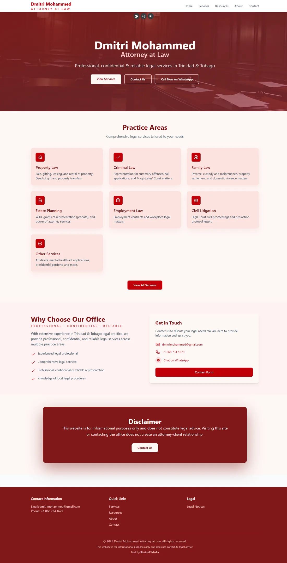 Professional law firm website designed by IllusionX Media
