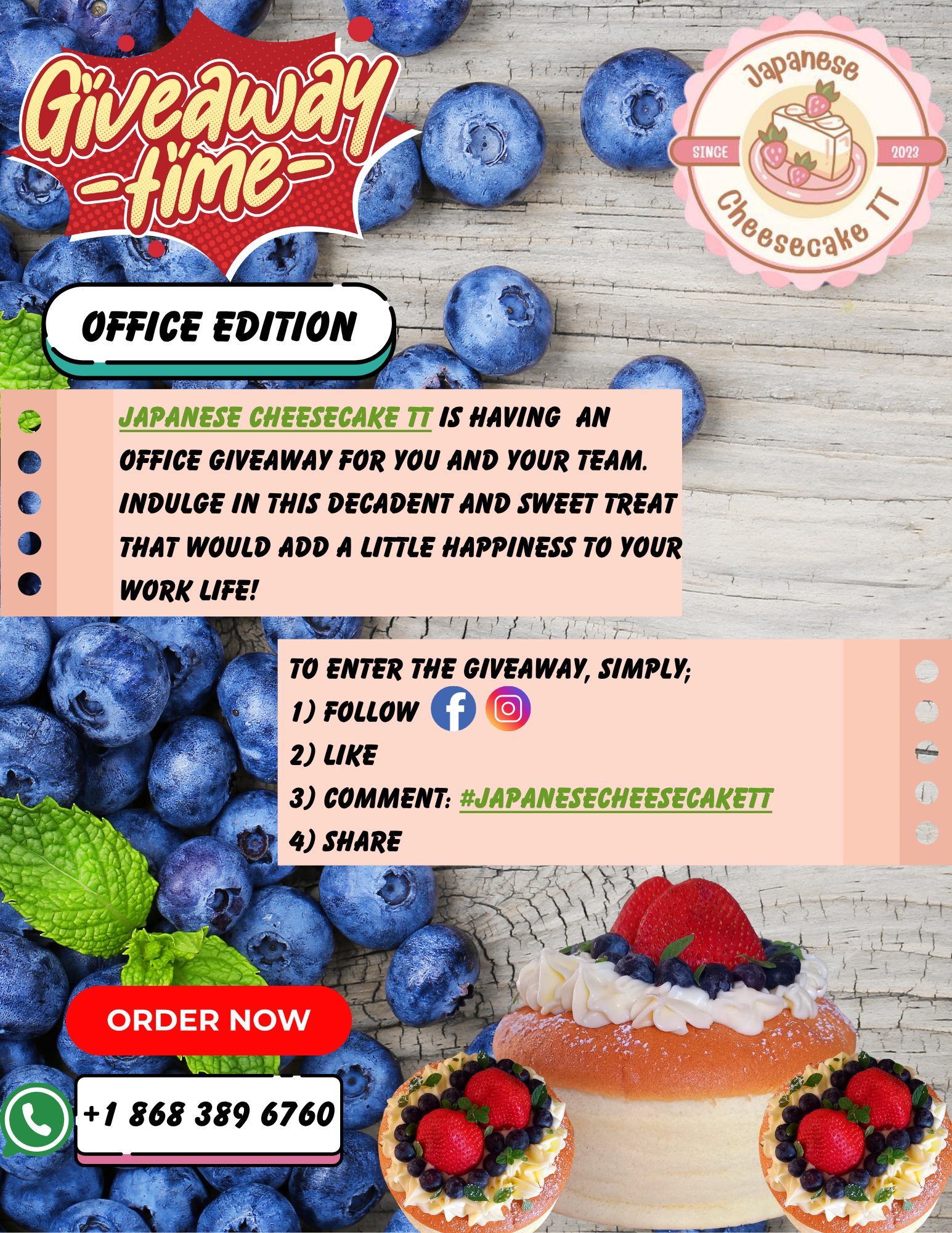 Japanese Cheesecake TT Giveaway
