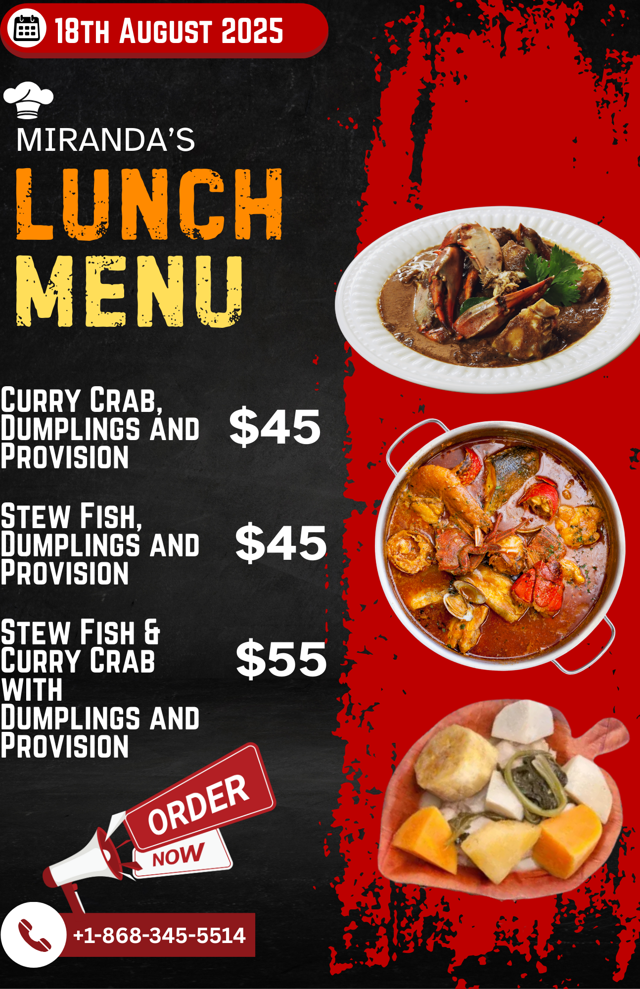 Miranda's Lunch Menu